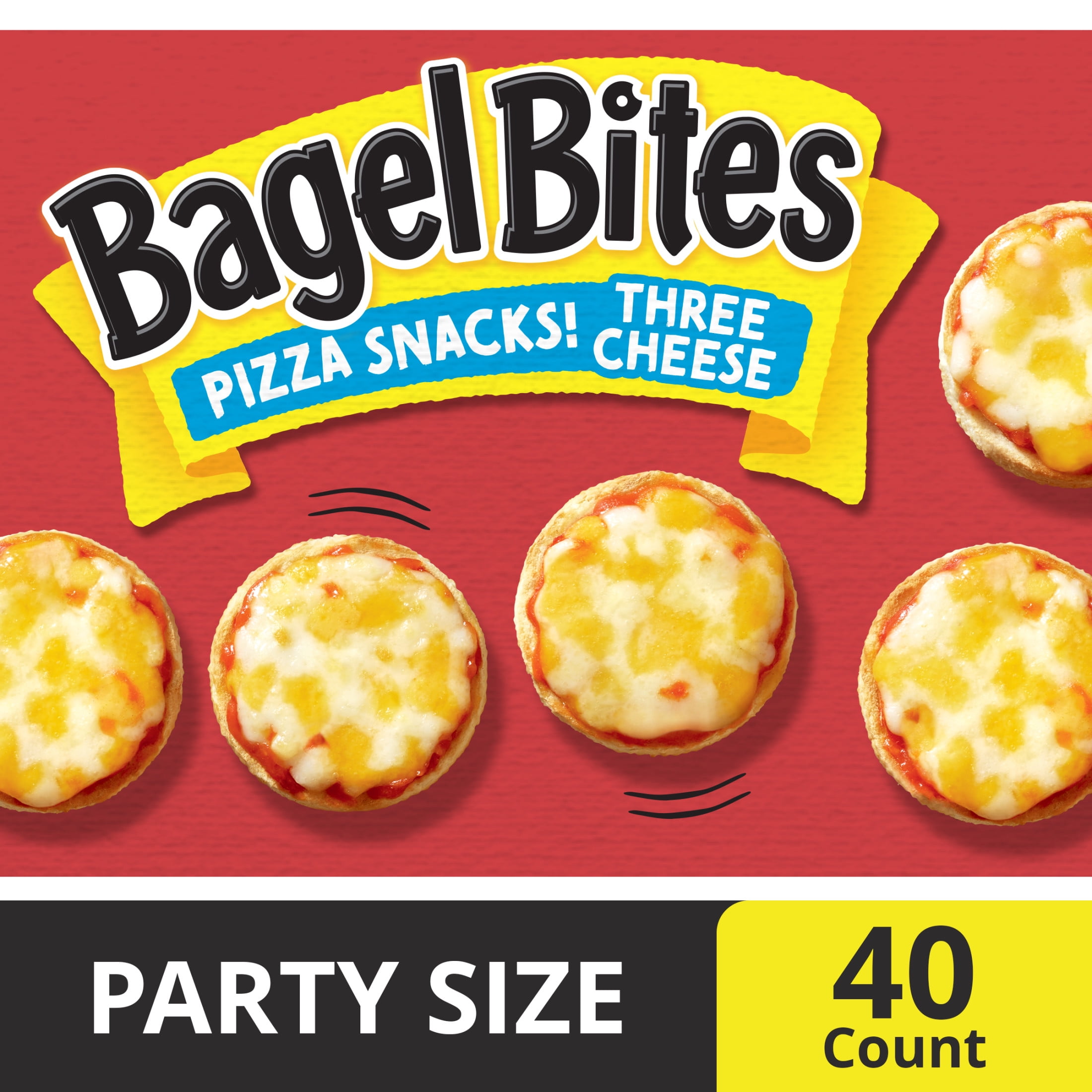 Bagel Bites Three Cheese Mini Pizza Bagel Frozen Snack and Appetizers, 40 Ct Box Jumbo