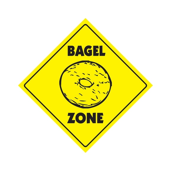 Bagel Crossing Plastic Sign Decal Zone Xing hot fresh bagels coffee shop bread h