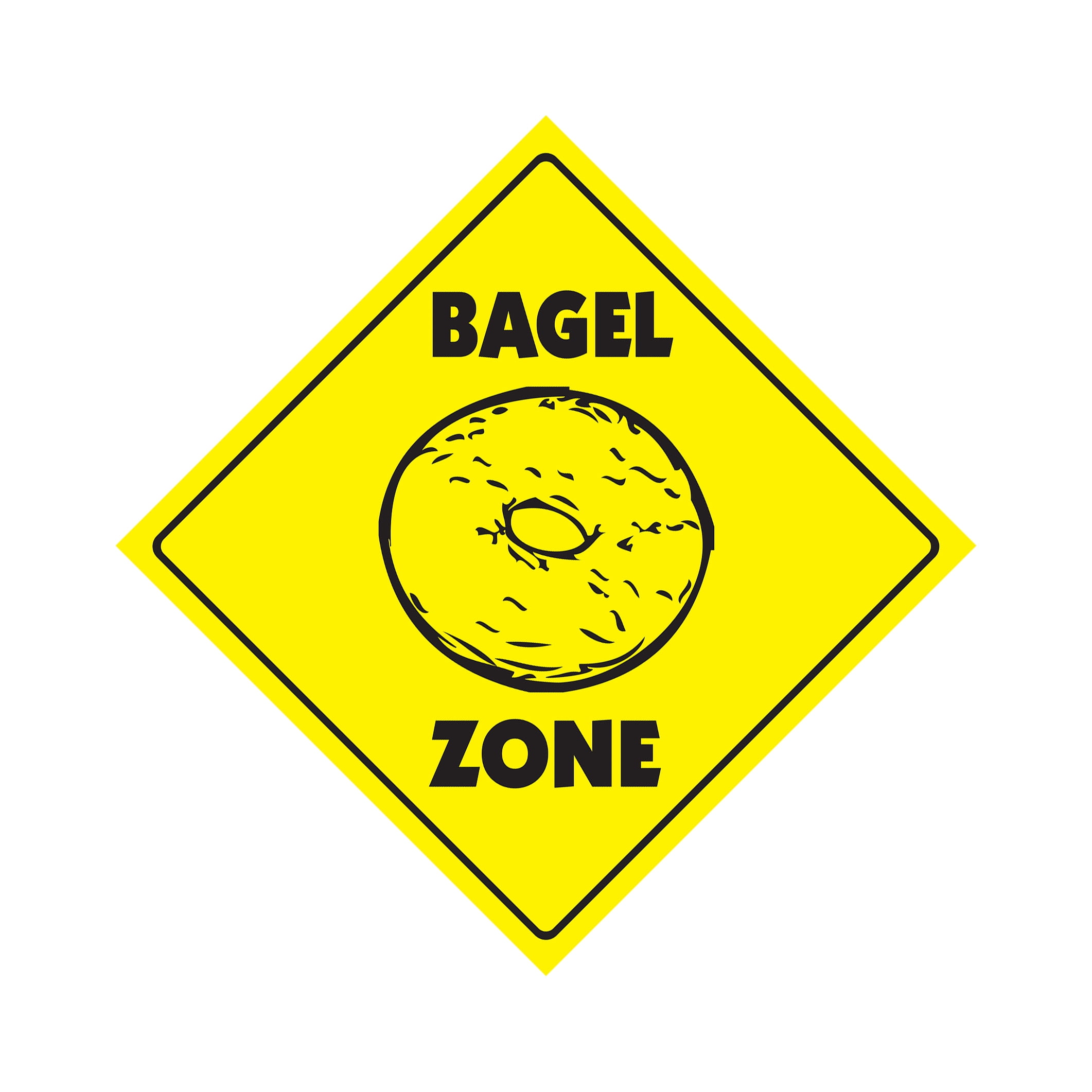 Bagel Crossing Sign Zone Xing Indoor/Outdoor 14" Tall hot fresh