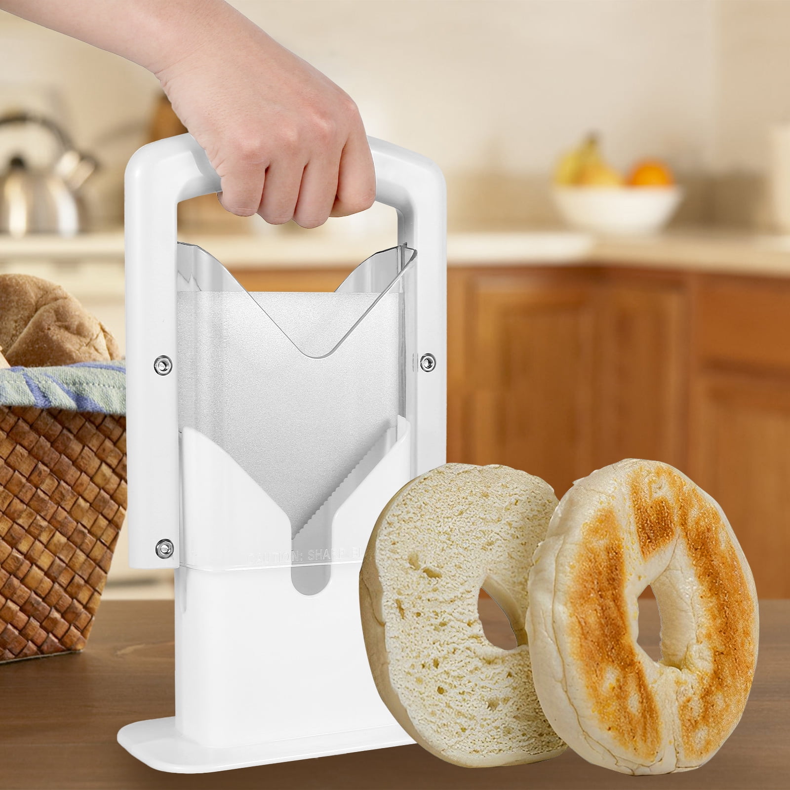 Bagel Cutter Slicer with Safety Handle Household Bagel Slicer Stainless