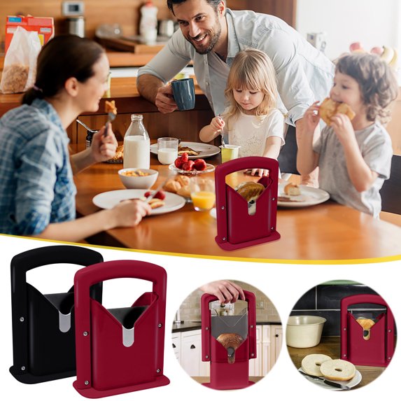 Bagel Cutter Tool, Portable Removable Slicer with Non-Slip Handle for Effortless Cutting and Perfect Slices in Breakfast Preparation and Family Kitchens Akmoler | Red