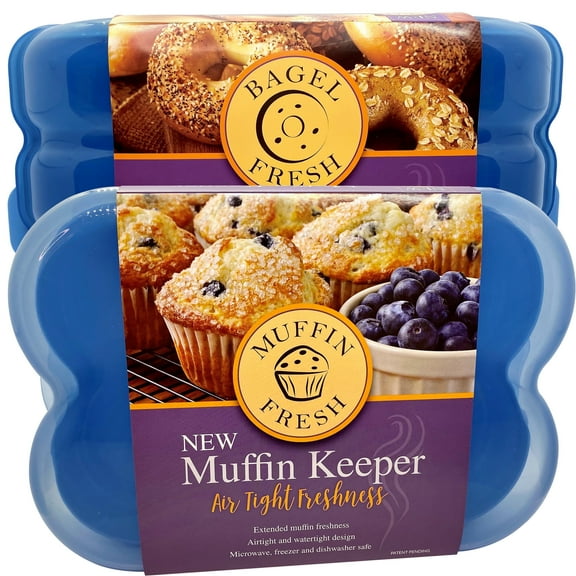 Bagel Fresh and Muffin Fresh Storage Containers with Lids, Airtight, Holds 12, Freezer and Microwave Safe