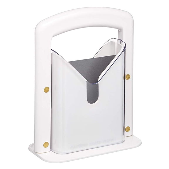 Bagel Guillotine Slicer, 9.25 Inch Stainless Steel Blade Slicer, Bagel Cutter for Muffins, Rolls, Buns, Precision Serrated Blade, Safe Efficient Kitchen Tool, White