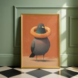 Bagel Pigeon Quirky Bird Classic Poster - Walmart.com