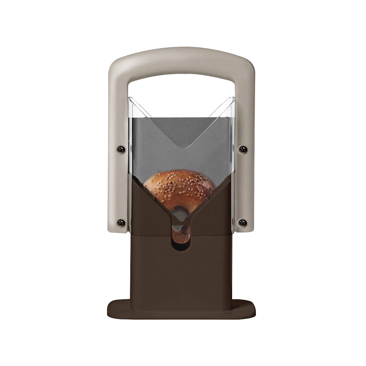 Bagel Slicer, Safety Handle，Bagel Cutter Stainless Steel (Silver