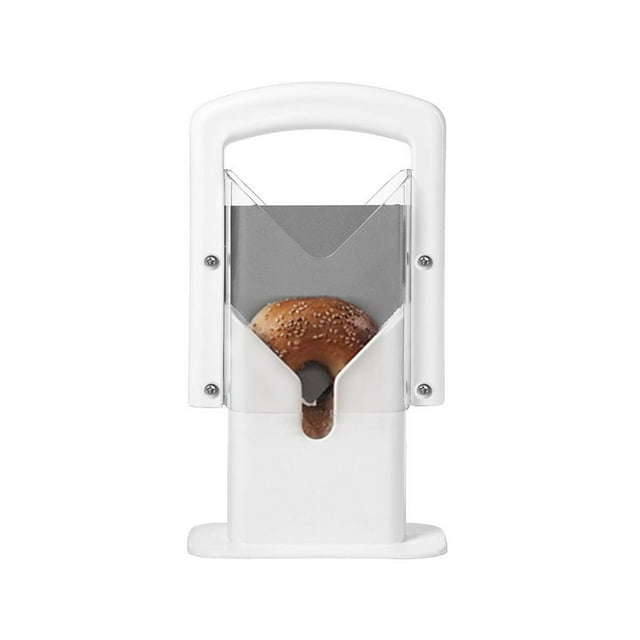 Stainless Steel Bagel Slicer with Safety Handle, Bread Slicing Guide