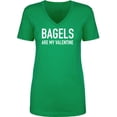thumbnail image 1 of Bagels Are My Valentine Womens V-Neck Tee, 1 of 2