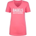 thumbnail image 1 of Bagels Are My Valentine Womens V-Neck Tee, 1 of 2
