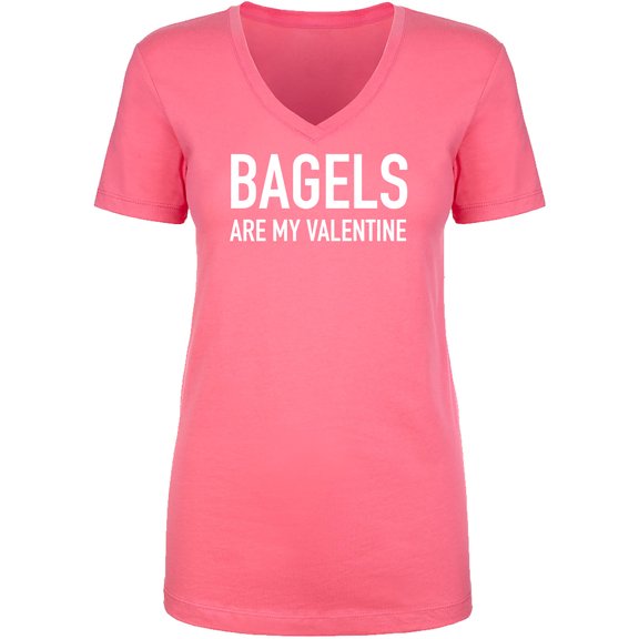 Bagels Are My Valentine Womens V-Neck Tee