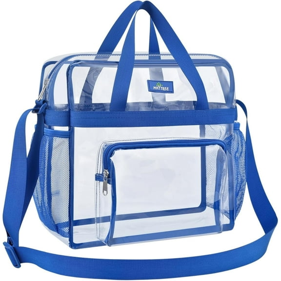 Bagenius Clear Bag for Stadium Use, Clear Bag 12x6x12 with Reinforced Strap, Clear Tote Bag for Sports Concerts Festivals Work - Blue