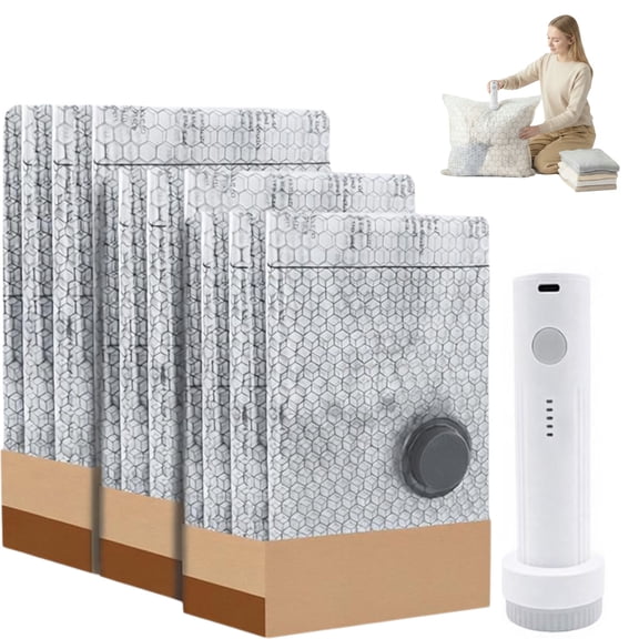 Bagflat Compression Storage Vacuum Pump Pro Travel Set, Automatic Air Venting with Dual-Seal Structure, Space-Saving and Airtight Storage, Durable Material, Portable and Easy to Use, Ideal for Travel