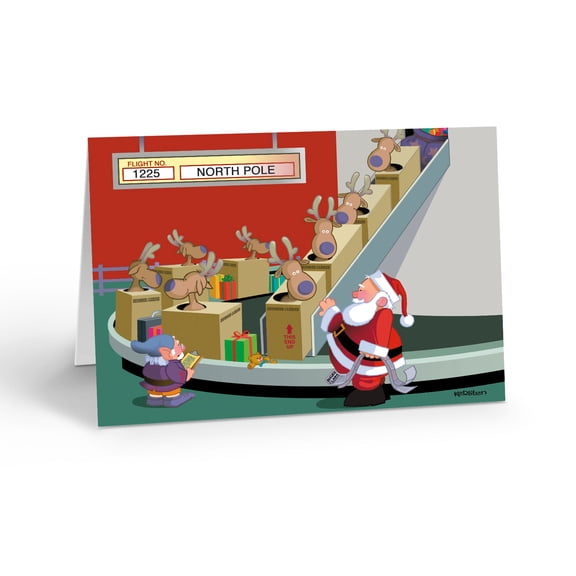 Baggage Claim Airport Christmas Card - 5" x 7" Christmas Card - 18 Cards & 19 Wh