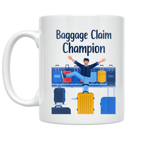 Baggage Claim Champion Travel Humor Design - Travel Enthusiast - 11 oz Ceramic Coffee Mug
