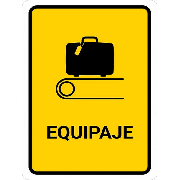 Baggage Yellow Spanish Portrait 8"x12" Metal Sign, Spanish Sign, Danger Warning Sign, Indoor Outdoor Wall Sign, Man Cave Yard Decor