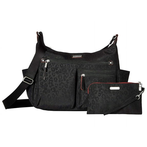 Baggallini New Classic "Heritage" Anywhere Large Hobo with RFID Phone Wristlet Black Cheetah