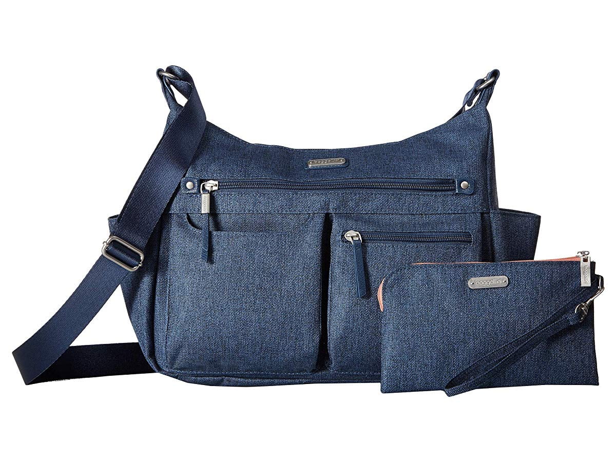 Baggallini New Classic Heritage Anywhere Large Hobo with RFID Phone Wristlet Steel Blue Walmart