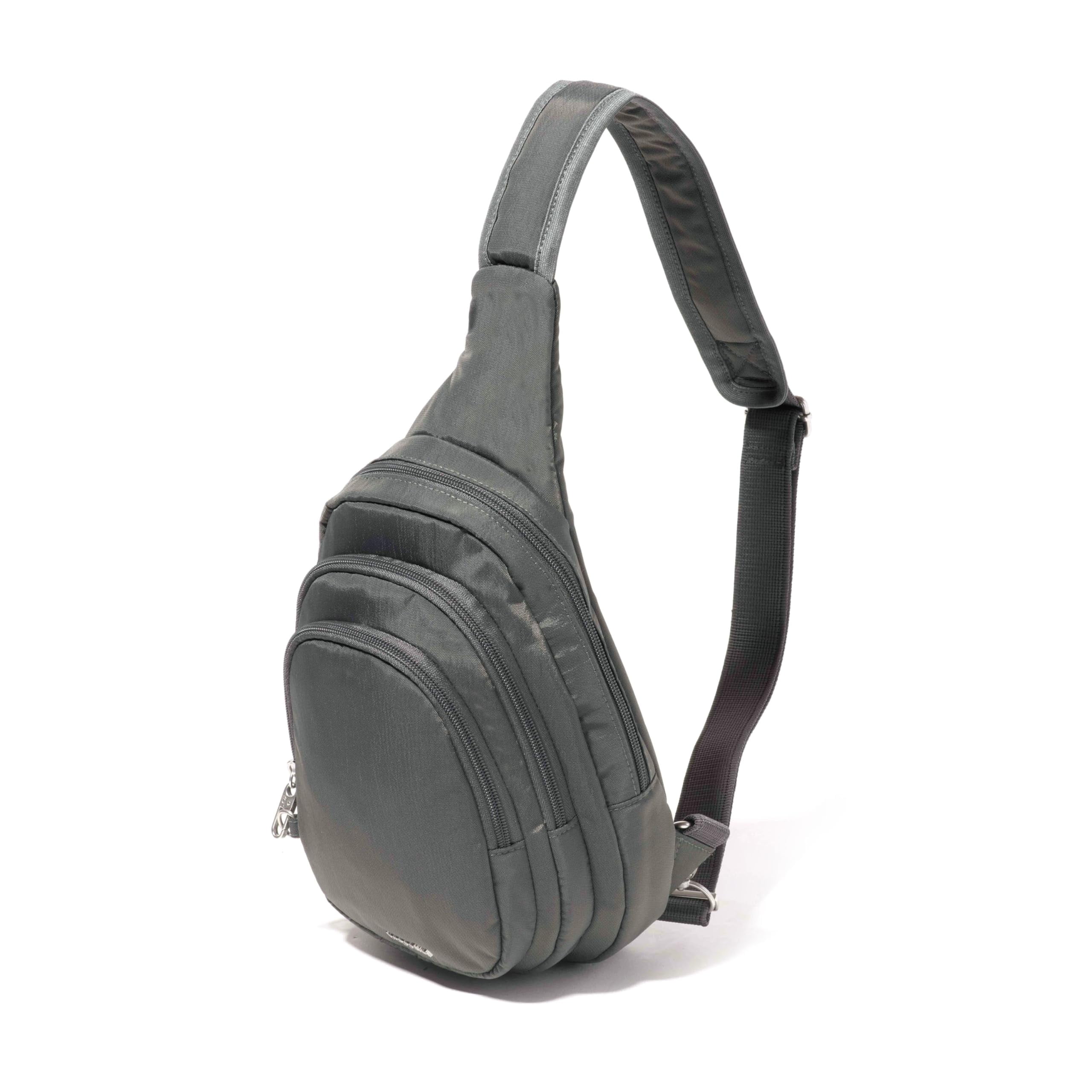 Baggallini Securtex Anti Theft Triple Zip Sling Travel Backpack Sling Bag Crossbody RFID Wallet Locking Zipper One Size Charcoal Walmart