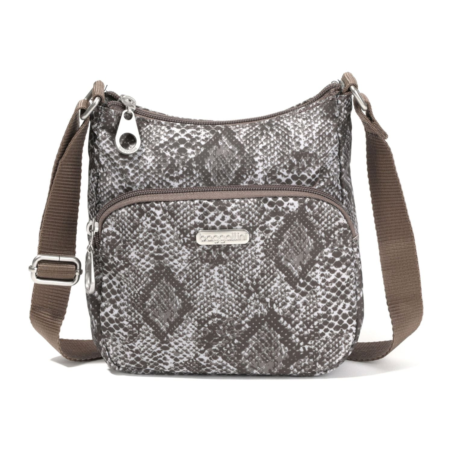 Baggallini Women's Joey Bagg, Cross Body Bag for Women, Casual Bags for Women, Sling Bag Crossbody, Multifunctional Pockets Bag - Tan Python
