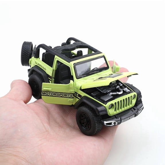 (Bagged) 1/36 convertible Wrangler off-road vehicle, die-cast metal, boy's toy, four doors openable, Pull-back function