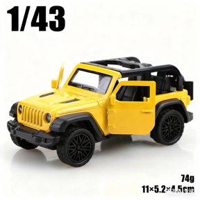 (Bagged) 1/43 New Jeep Rubicon Convertible Off-Road Pullback Car, Die-cast Metal, Three Doors Openable, Boy's Toy, Pocket Toy
