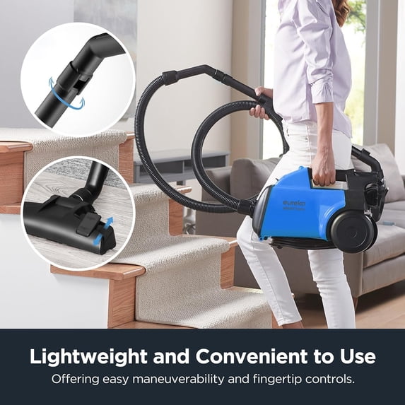 Bagged Canister Vacuum Cleaner 3670H Blue Lightweight with 2 Bags for Hard Floors and Upholstery