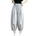 thumbnail image 1 of Baggy Balloon Pants for Women Elastic High Waisted Barrel Comfy Casual Trendy Wide Leg Pants with Pockets, 1 of 4