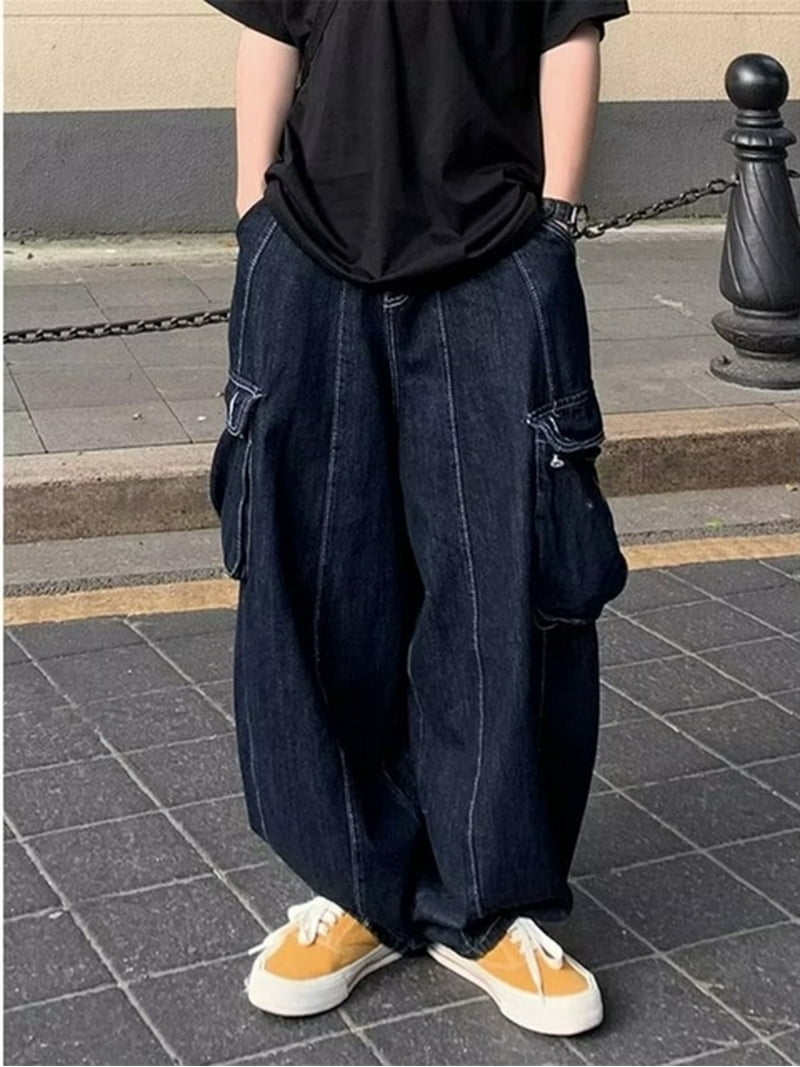 Baggy Cargo Jeans big pocket Trousers Male Denim Pants Wide Baggy Cargo Jeans big pocket Trousers Male Denim Pants Wide