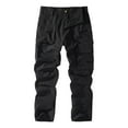 thumbnail image 1 of Baggy Cargo Pants Men Casual Solid Color Straight Leg Pants with Multi Pockets Lightweight Utility Streetwear Trousers Black 30, 1 of 3