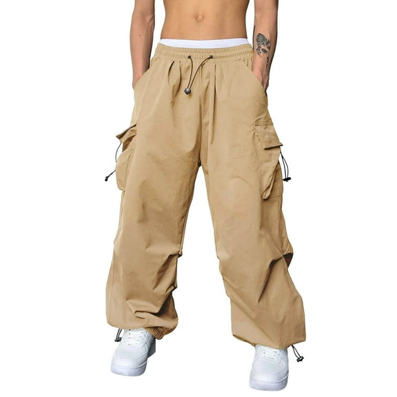 Baggy Cargo Pants Men Khakis Men's Baggy Cargo Pants Trendy Casual Parachute Pant Loose Fit Harem Joggers with Pockets for Streetwear