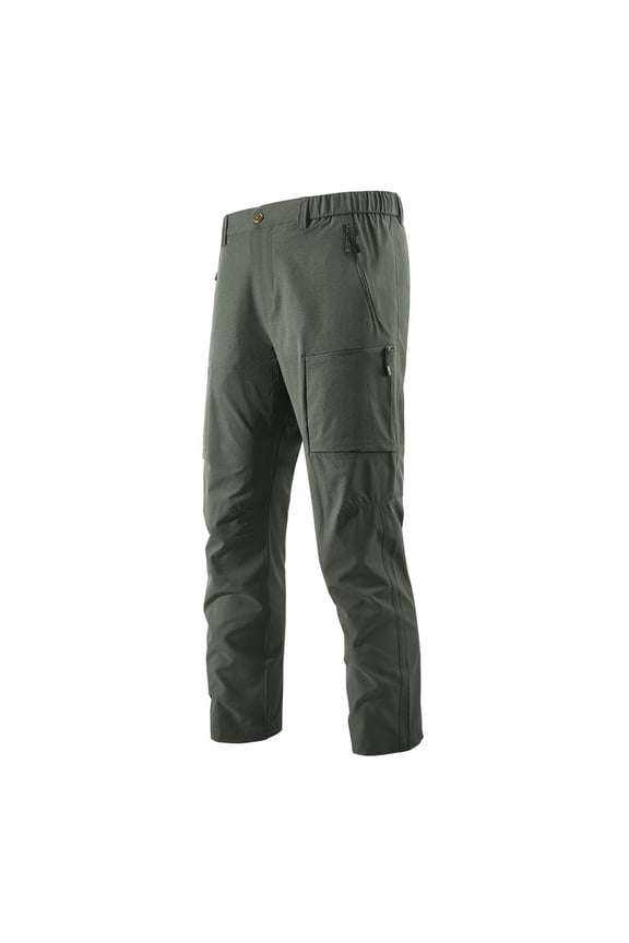 Baggy Cargo Pants Men Water Resistant Hiking Pants Six Zipper Pockets Thin Lightweight Four Seasons Outdoor Army Green L