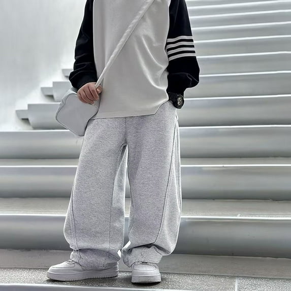 Baggy Cargo Pants Parachute Pant Loose Fit Harem Joggers With Pockets For Streetwear School Straight Wide Leg Sweatpants Elastic Waist Casual Athletic Pants For Kids Gifts 8-15Y #01 Grey,130=9-10Y