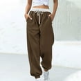thumbnail image 1 of Baggy Cargo Pants Women High Waist Sweatpants for Women Loose Pocket Jogger Straight Y2K Cargo Pants Brown L, 1 of 5