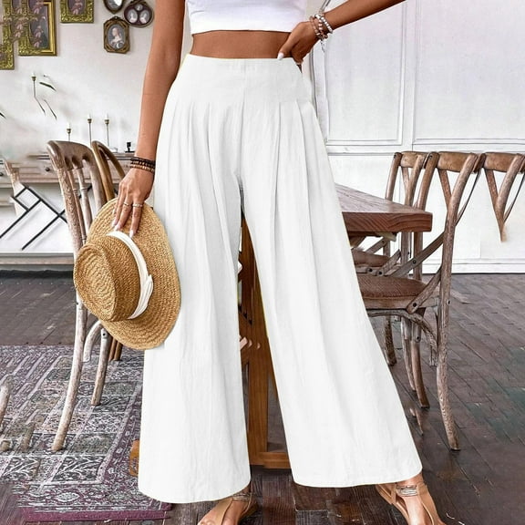 uublik Baggy Cargo Pants Women White High Waist Casual Loose Beach Travel Lounge Pants