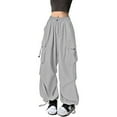 thumbnail image 1 of Baggy Cargo Pants Womens Baggy Cargo Pants Streetwear Hop Joggers Sweatpants Drawstring Casual Cargo Sweatpants Grey L, 1 of 4