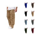 thumbnail image 1 of Baggy Cargo Pants for Men 2025 Solid Color Drawstring Elastic Waist Loose Fit Casual Pants with Pockets Trousers, 1 of 1