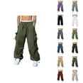 thumbnail image 1 of Baggy Cargo Pants for Men Elastic Waist Drawstring Loose Casual Parachute Pants with Pockets Streetwear Trousers, 1 of 1