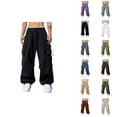 thumbnail image 1 of Baggy Cargo Pants for Men Elastic Waist Drawstring Loose Casual Parachute Pants with Pockets Streetwear Trousers, 1 of 1