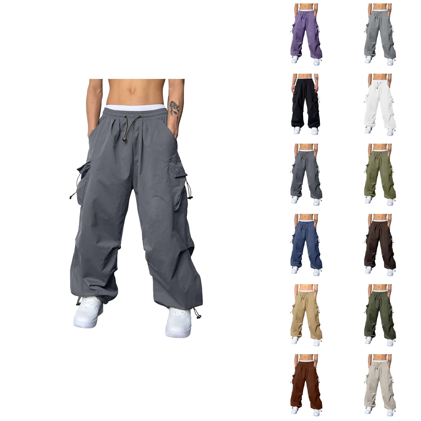 Baggy Cargo Pants for Men Elastic Waist Drawstring Loose Casual ...