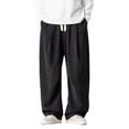 thumbnail image 1 of Baggy Cargo Pants for Men Long Parachute Pants Casual Drawstring Trouser with Pockets Black M, 1 of 5