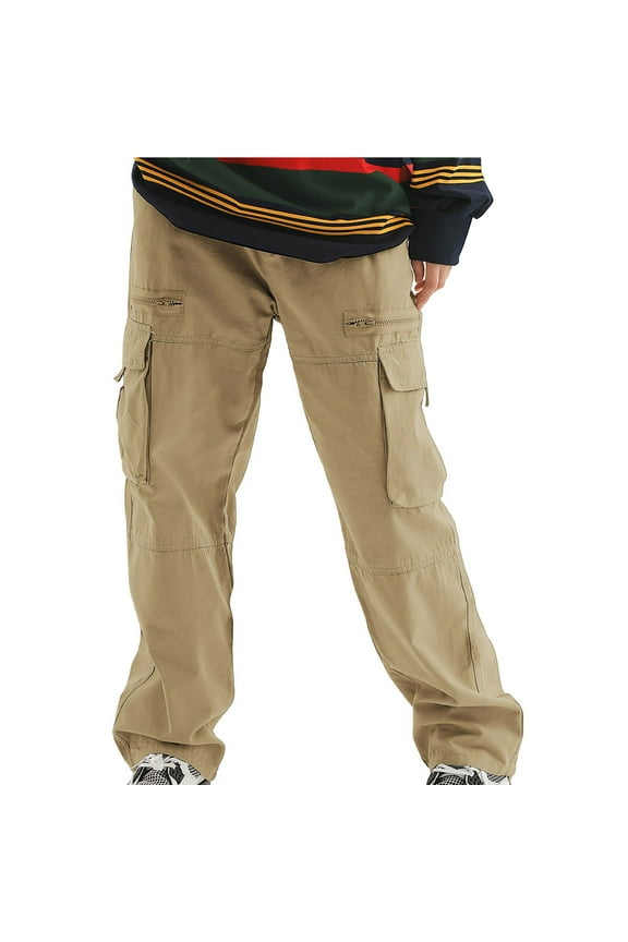 Baggy Cargo Pants for Men Mid Weight Wide Leg Streetwear Hip Hop Trousers Casual Fashion Loose Fit Athletic Pants