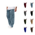 thumbnail image 1 of Baggy Cargo Pants for Men Solid Color Elastic Waist Drawstring Loose Fit Casual Pants with Pockets Trousers, 1 of 1