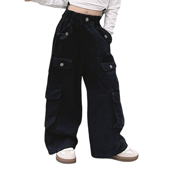 Baggy Cargo Pants for Teen Girls Elastic Waist Wide Leg Pants Baggy Sweatpants Y2𝐊 Streetwear Kids Hiking Pants Joggers