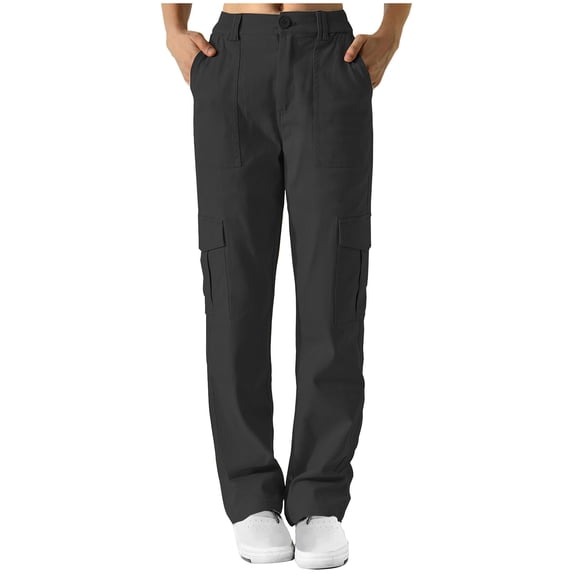Baggy Cargo Pants for Women Stretch Low Waist Straight Trousers Ripstop Hiking Pants Multi-Pocket Bootcut Cargo Pants