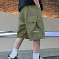 thumbnail image 1 of Baggy Cargo Shorts for Boys with Pockets Size 5-15 Juniors Teens Kids Lightweight Solid Wide Leg Elastic Waist Hiking Athletic Workout Short, 1 of 3