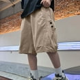 thumbnail image 1 of Baggy Cargo Shorts for Boys with Pockets Size 5-15 Juniors Teens Kids Lightweight Solid Wide Leg Elastic Waist Hiking Athletic Workout Short, 1 of 3