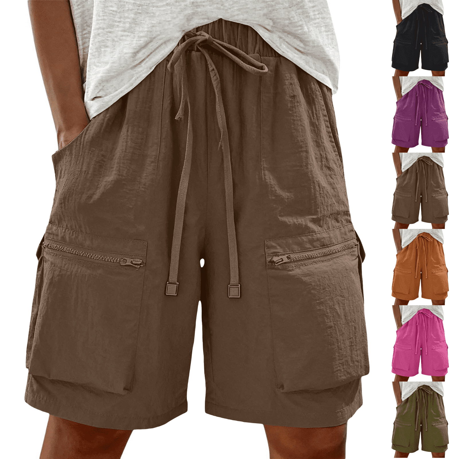 Baggy Cargo Shorts Women Lightweight Quick Dry Pull on Hiking Short ...
