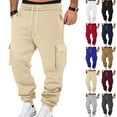 thumbnail image 1 of Baggy Cargo Sweatpants for Men Drawstring Waist Joggers with Pockets Soft Athletic Workout Track Pants Light Gray 2XL, 1 of 8