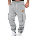 thumbnail image 1 of Baggy Cargo Sweatpants for Men Drawstring Waist Joggers with Pockets Soft Athletic Workout Track Pants Light Gray S, 1 of 4