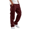 thumbnail image 1 of Baggy Cargo Sweatpants for Men Fleece Wide Leg Open Bottom Fall Drawstring Elastic Waist Gym Pants, 1 of 8