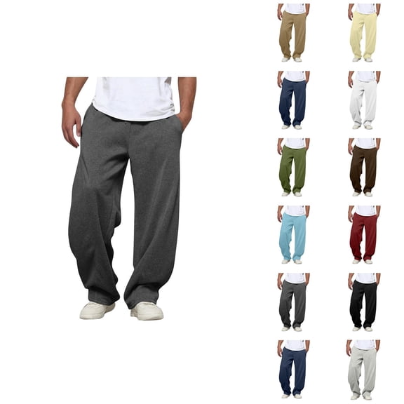 Baggy Casual Pants for Men 2025 Elastic Waist Drawstring Plain Loose Sweatpants with Pockets Streetwear Trousers